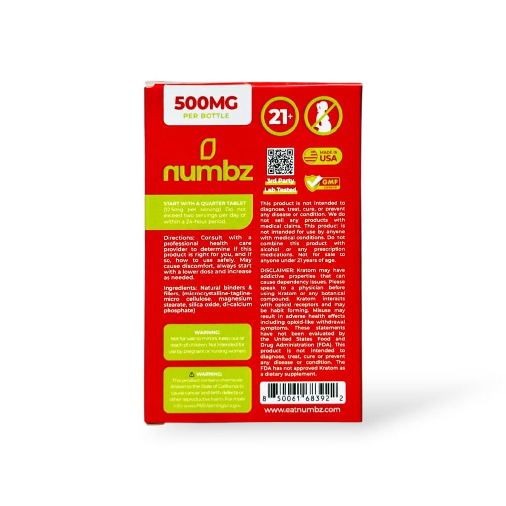 numbz 7 oh + minor alkaloids chewable tablets cherry limeade 50mg per tablet